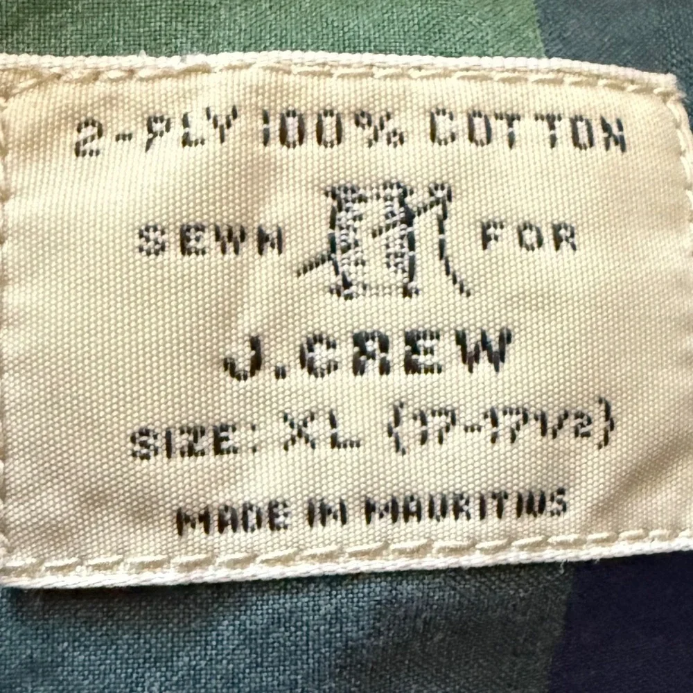 J.Crew Buffalo Check Button Down Shirt XL Green Blue Plaid‎